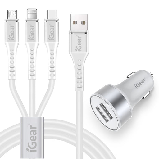 IGEAR DUAL USB CAR CHARGER & CABLE 