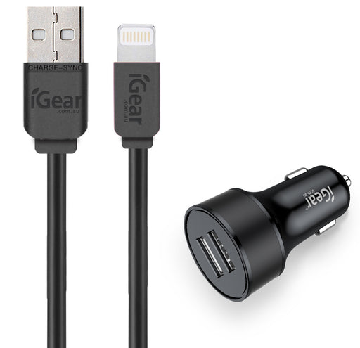 I GEAR DUAL USB CAR CHARGER & CABLE