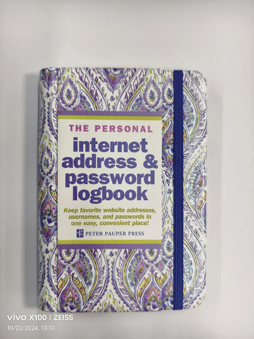 Internet Address and Password Logbook with Book Band - Peacock Feathers