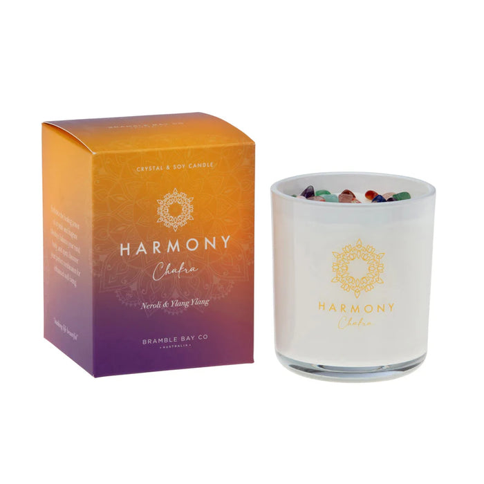 2PK Bramble Bay Crystal Boho Chakra Harmony Candle Neroli & Ylang 300g