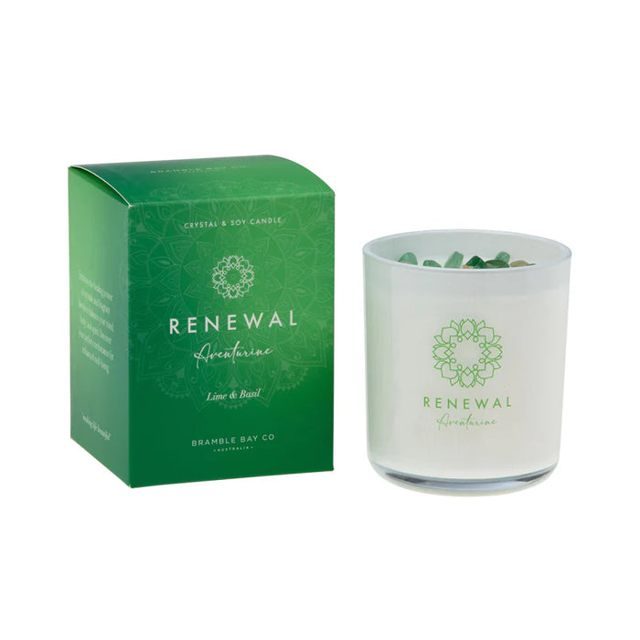 2PK Bramble Bay Crystal Boho Aventurine Renewal Candle Lime & Basil 300g