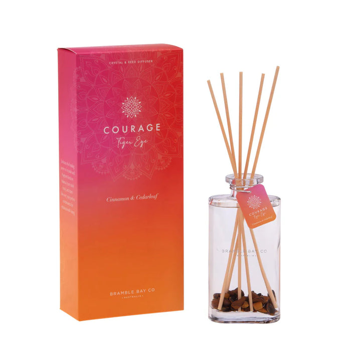 Bramble Bay Diffuser Crystal Boho Courage Tiger Eye Cinnamon Cedarleaf 150ml