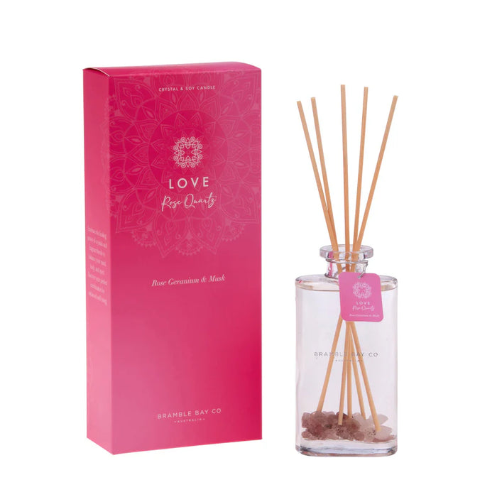 2PK Bramble Bay Diffuser Crystal Boho Rose Quartz Geranium Musk Scented 150ml