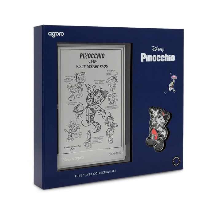 Disney Pinocchio 3/oz Silver Coin + 5 Silver Foil Set