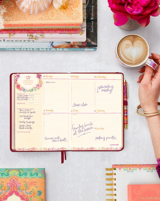 ADELE BASHEER 2027 PLANNER + JOURNAL + DIARY - BURGANDY