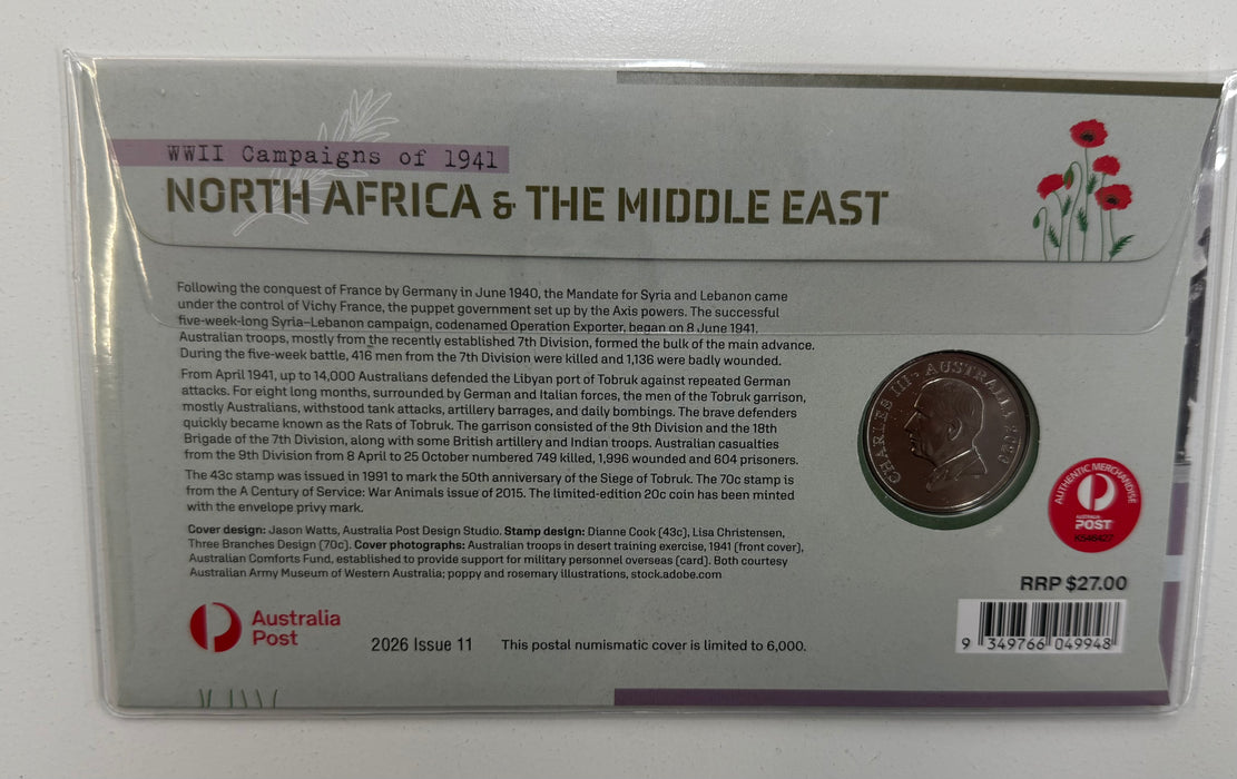 2026 20C WWII CAMPAIGNS OF 1941 GREECE AND CRETE UNCIRCULATED COIN