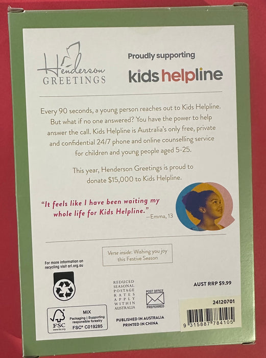 Kids Helpline Charity Boxed Christmas Cards