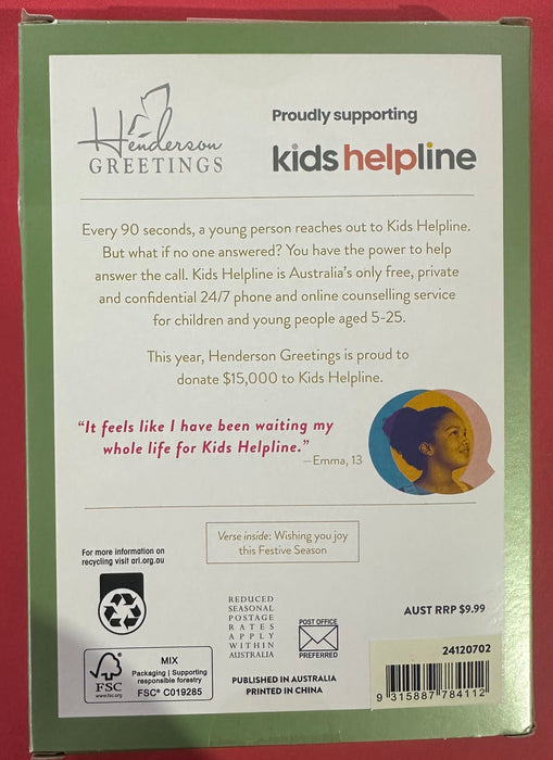 Kids Helpline Charity Boxed Christmas Cards