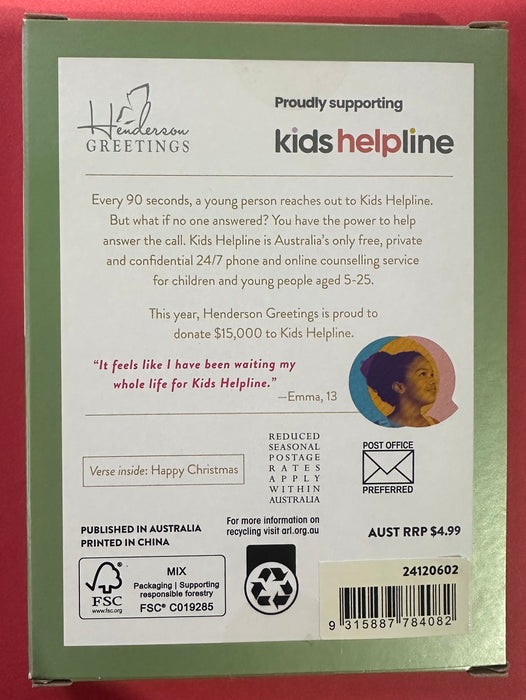 Kids Helpline Charity Boxed Christmas Cards