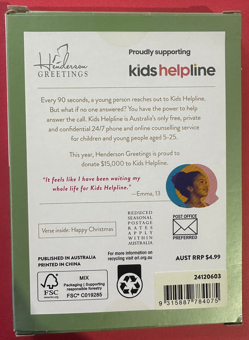 Kids Helpline Charity Boxed Christmas Cards