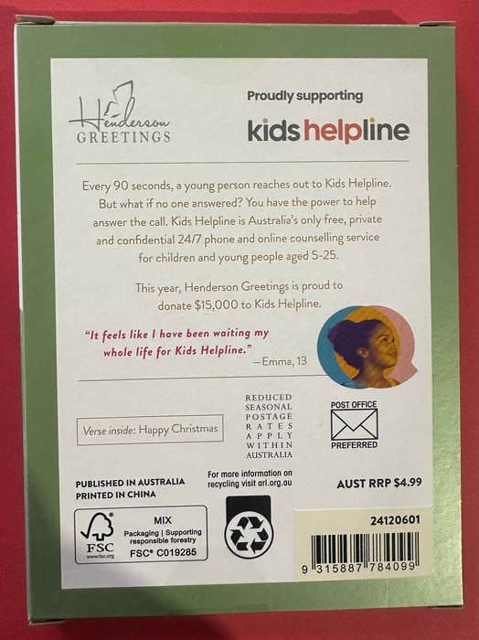 Kids Helpline Charity Boxed Christmas Cards