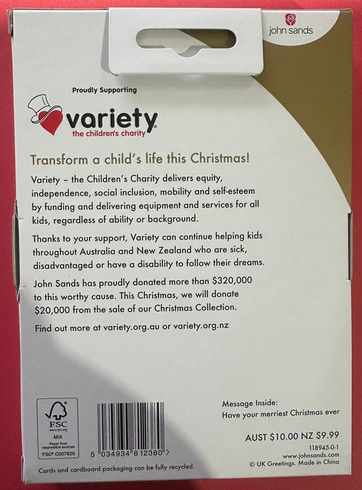 Proudly Supporting Variety The Children's Charity Christmas Cards