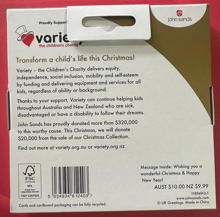 Proudly Supporting Variety The Children's Charity Christmas Cards