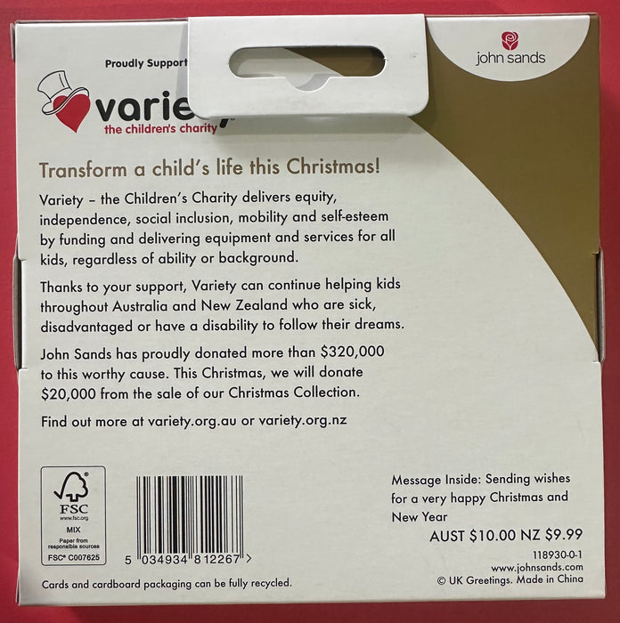 Proudly Supporting Variety The Children's Charity Christmas Cards