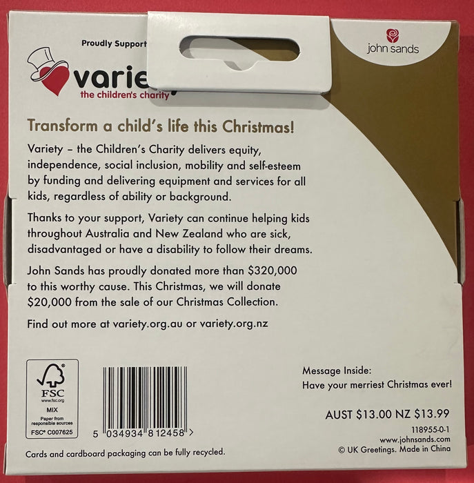 Proudly Supporting Variety The Children's Charity Christmas Cards