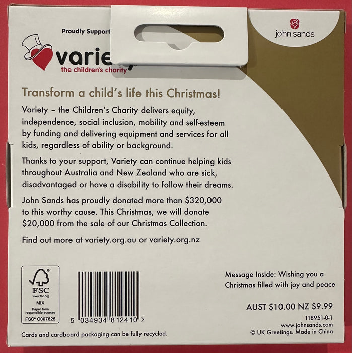 Proudly Supporting Variety The Children's Charity Christmas Cards