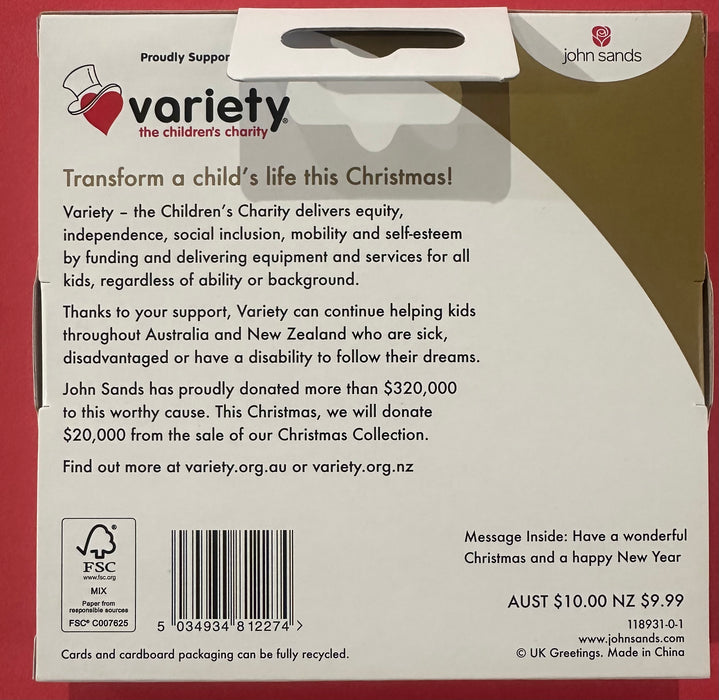 Proudly Supporting Variety The Children's Charity Christmas Cards