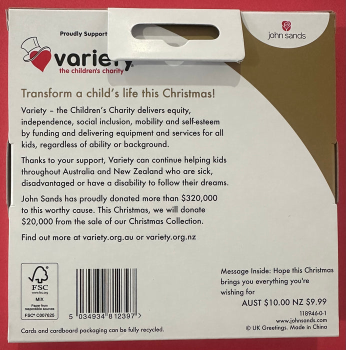Proudly Supporting Variety The Children's Charity Christmas Cards