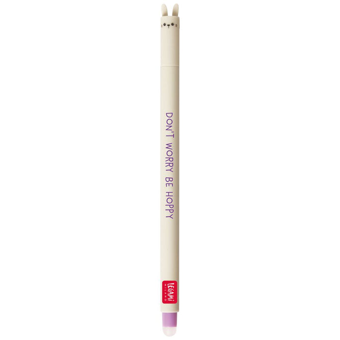 Legami - Erasable Gel Pen Ball on the End to Remove Ink Without Consuming the Paper - Ink Purple Thermosensitive Tip Diameter 07 Mm - Bunny Theme
