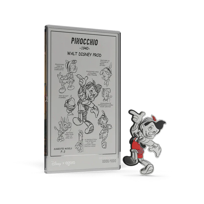 Disney Pinocchio 3/oz Silver Coin + 5 Silver Foil Set