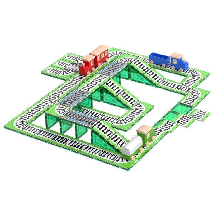 Magnetic Tile Toppers - Train Tracks - 36pcs by Learn & Grow Toys