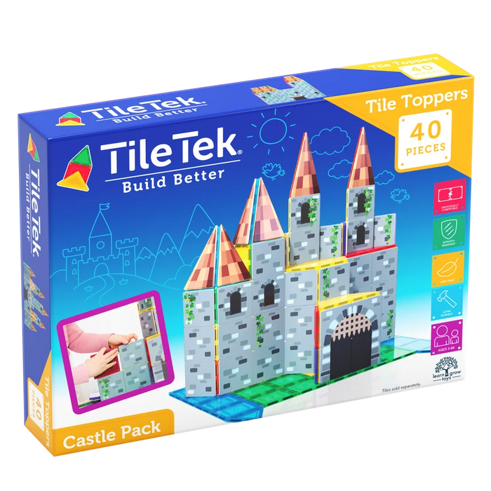 Magnetic Tile Toppers - Castle Pack - 40pcs by Learn & Grow Toys