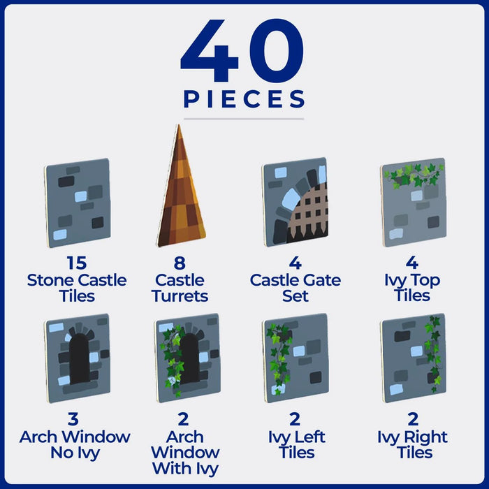 Magnetic Tile Toppers - Castle Pack - 40pcs by Learn & Grow Toys