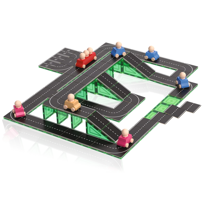 Magnetic Tile Toppers - Road Pack - 40pcs by Learn & Grow Toys