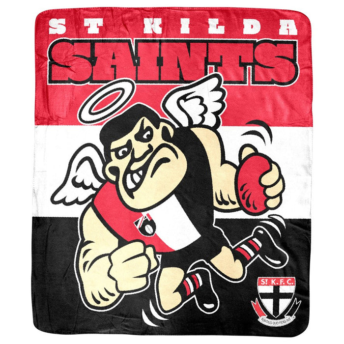 St Kilda Saints AFL Coral Fleece Mascot Design Rug Blanket