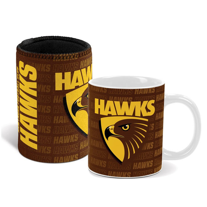 HAWTHORN HAWKS MUG & CAN COOLER GIFT PACK