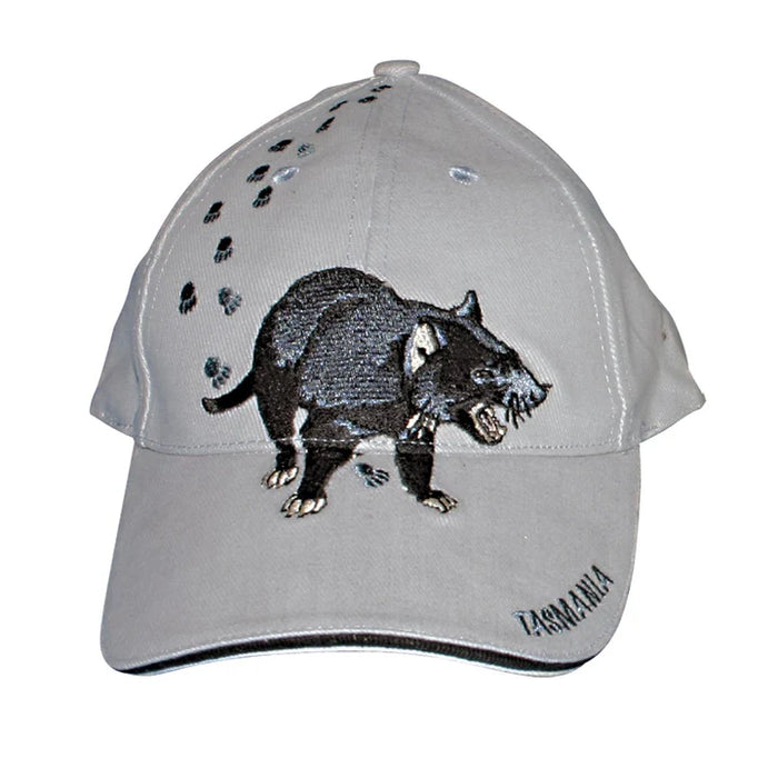 CAP BRUSH COT GREY BLACK SANDWICH TASMANIA DEVIL PRINTS