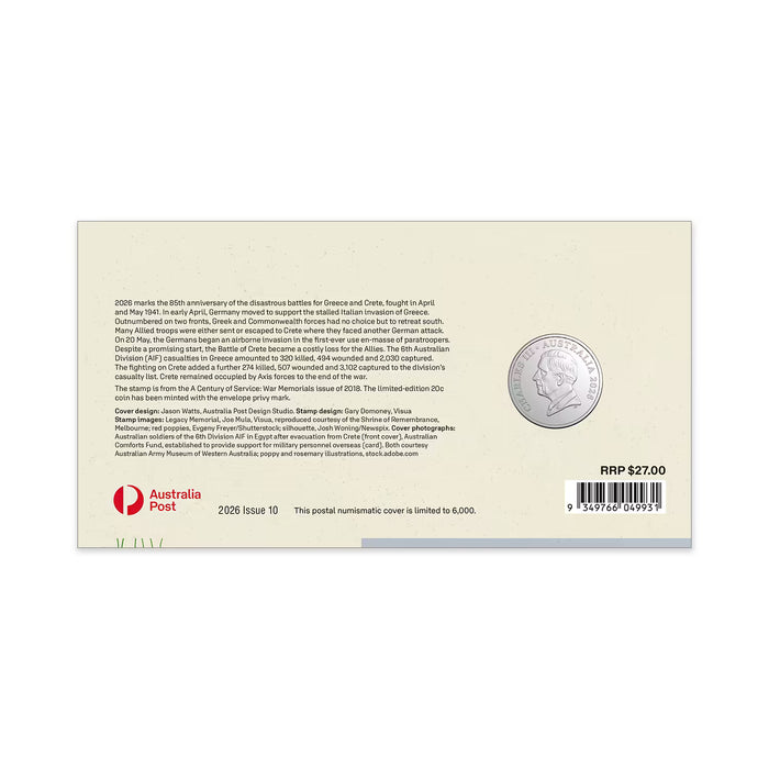 2026 20C WWII CAMPAIGNS OF 1941 GREECE AND CRETE UNCIRCULATED COIN