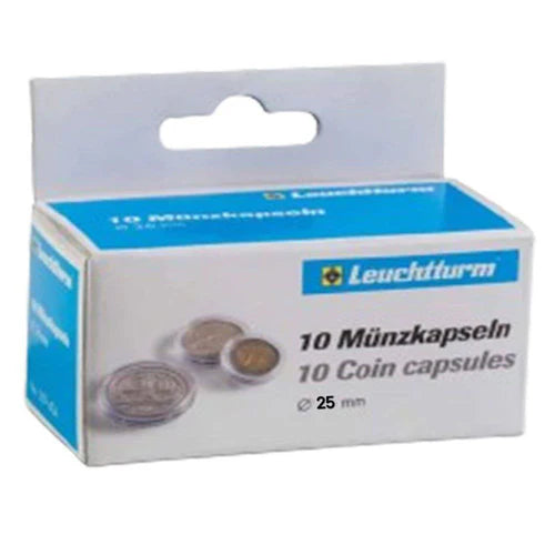 Leuchtturm Coin Capsules 10pk 25mm holds AUD $1 Coins